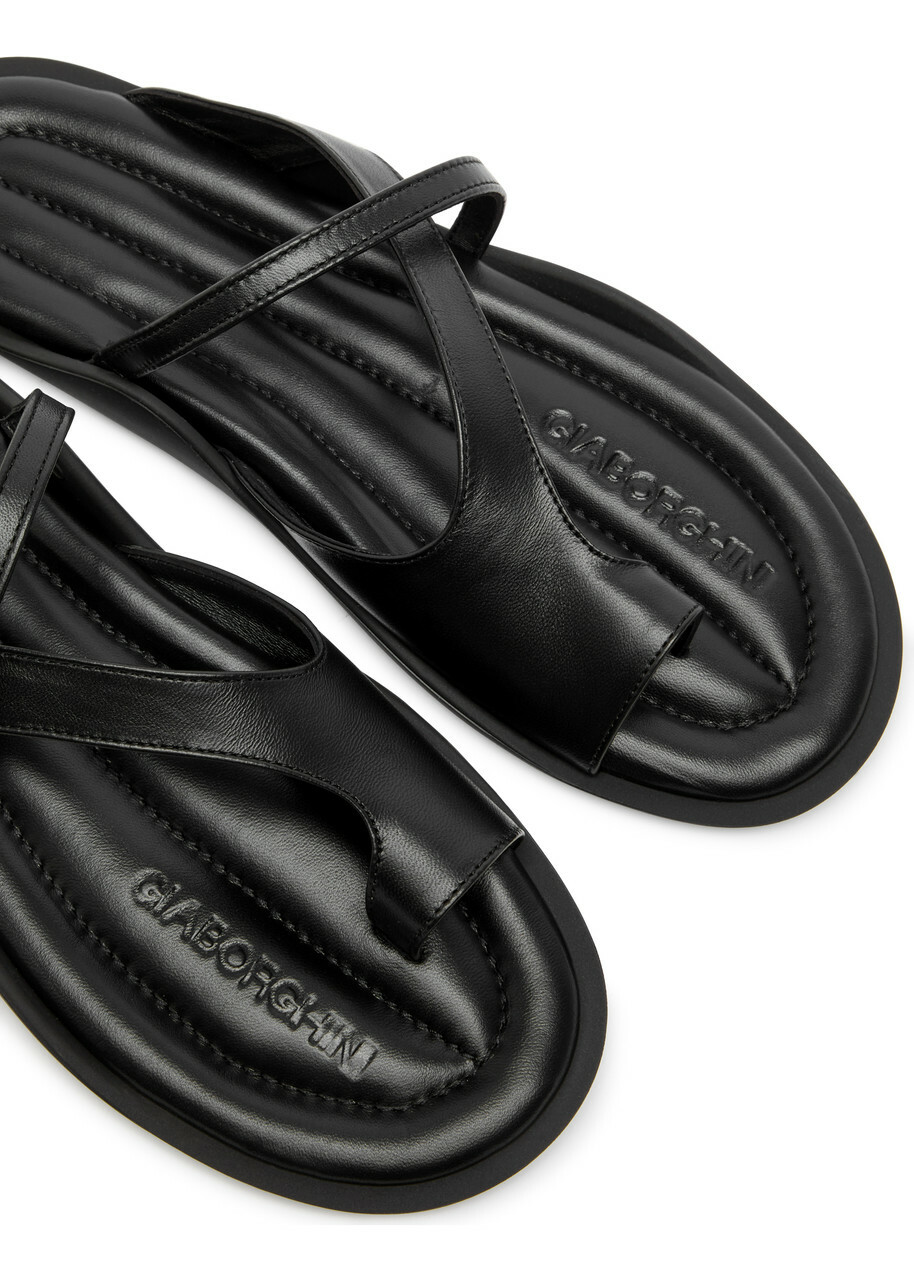 Gia Borghini Riley Leather Thong Sandals Black