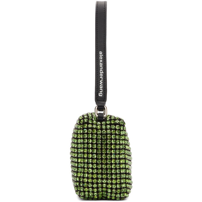 Alexander Wang Green Chain Mesh Rhinestone Pouch Alexander Wang