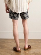 NN07 - Gregor 5210 Straight-Leg Printed Cotton-Blend Twill Drawstring Shorts - Black