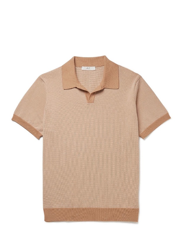 Photo: Mr P. - Honeycomb-Knit Organic Cotton Polo Shirt - Neutrals