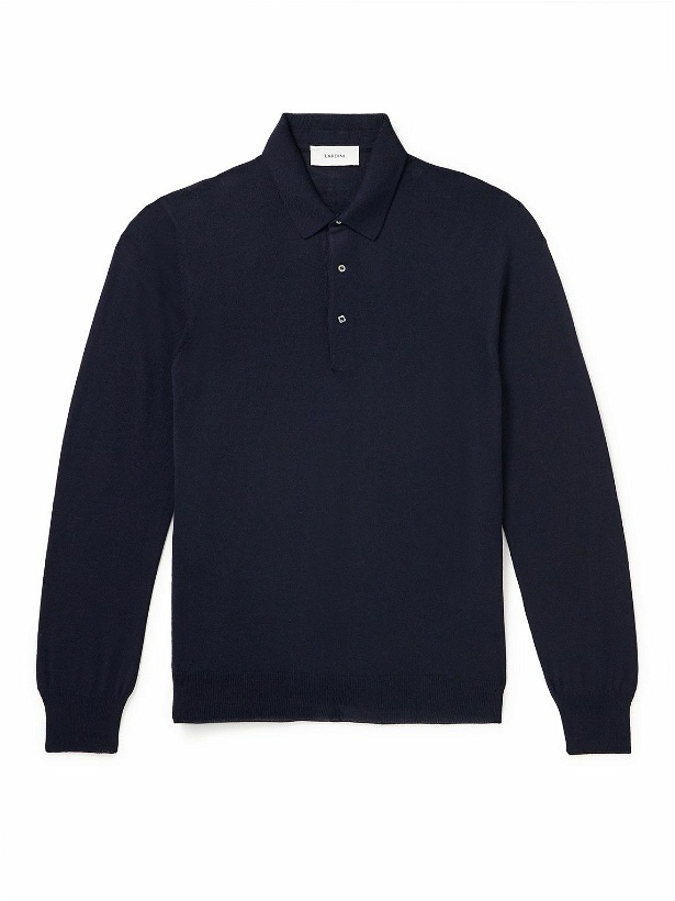 Photo: Lardini - Slim-Fit Wool Polo Shirt - Blue