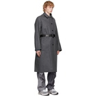 AURALEE Reversible Black and Grey Wool and Cashmere Laminate Coat