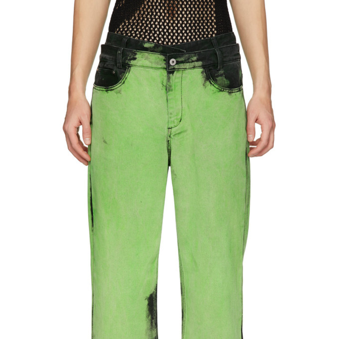 Feng Chen Wang Green Tie-Dye Jeans Feng Chen Wang