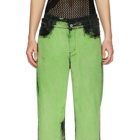 Feng Chen Wang Green Tie-Dye Jeans