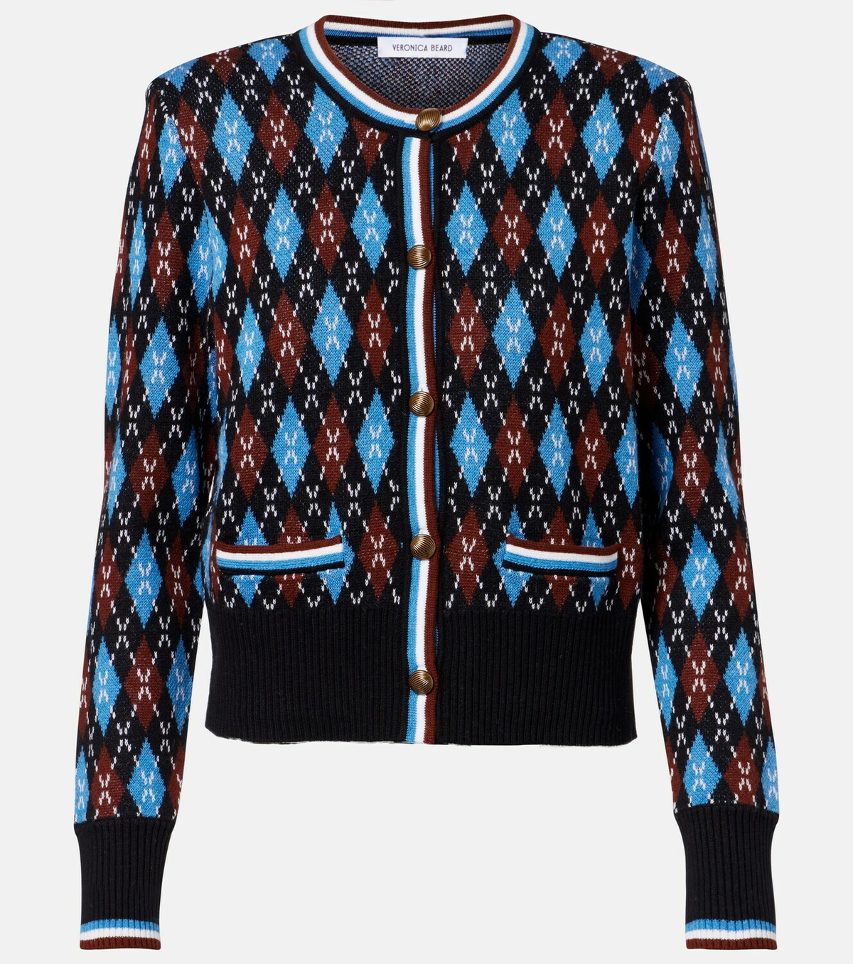 Veronica Beard Sylvane argyle wool and cotton cardigan