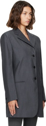 Jil Sander Gray Fil-à-Fil Wool Tailored Blazer