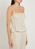 Staud Ayla Smocked Linen Tank top Beige