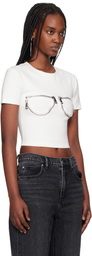 AREA White Zipper Bustier Cup T-Shirt