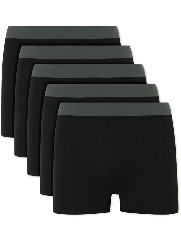 Photo: Hamilton And Hare - Five-Pack Stretch-Jersey Boxer Briefs - Black