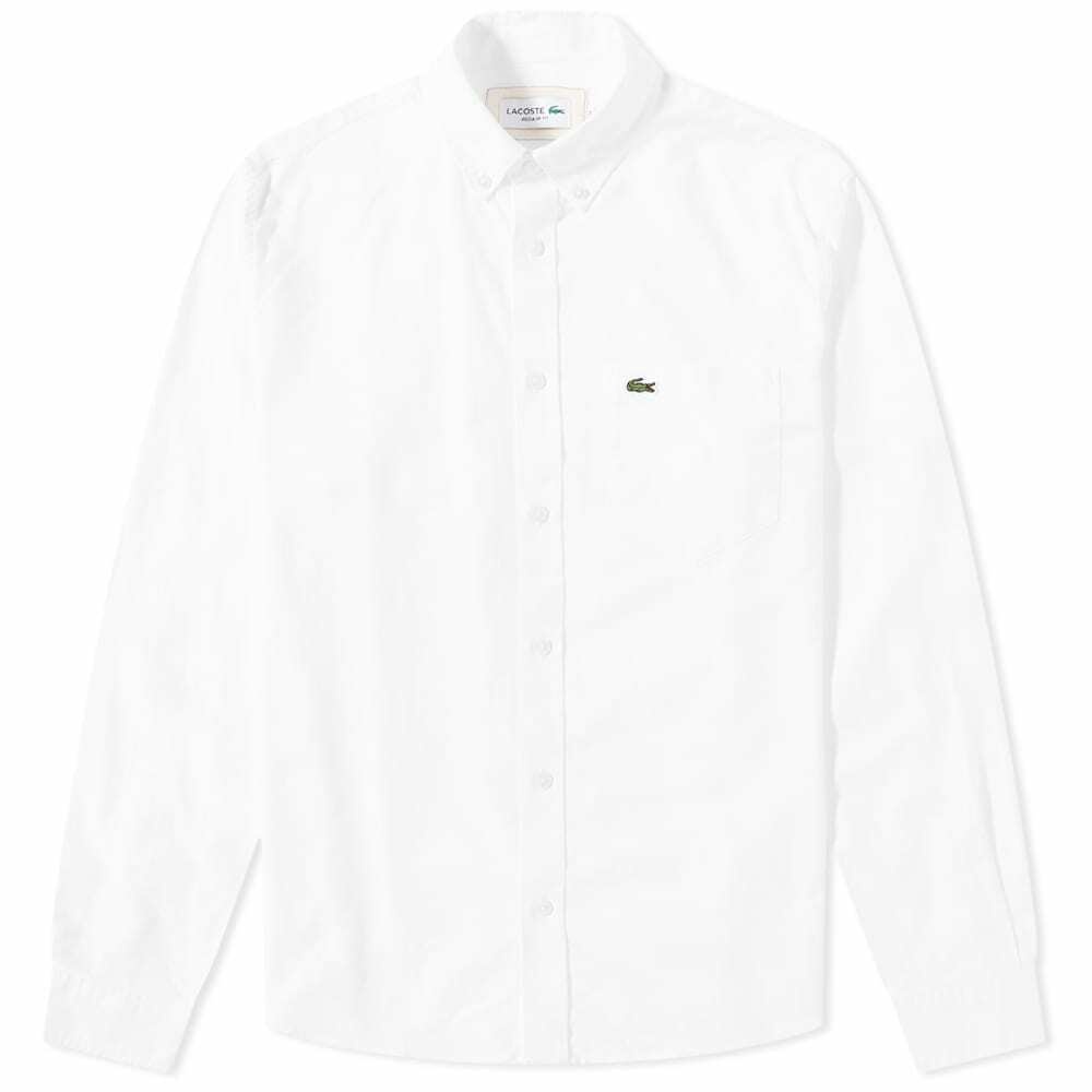 Lacoste Men's Button Down Oxford Shirt in White Lacoste