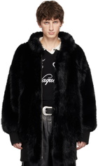VAQUERA Black Faux-Fur Bomber Coat