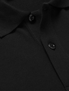 AMI PARIS - Logo-Appliquéd Cotton-Piqué Polo Shirt - Black