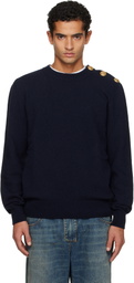 Balmain Navy Eco-Cashmere Sweater