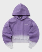 Sporty & Rich Serif Logo Embroidered Cropped Hoodie Dip Dye Purple - Womens - Hoodies