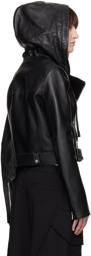 JW Anderson Black Hooded Leather Jacket