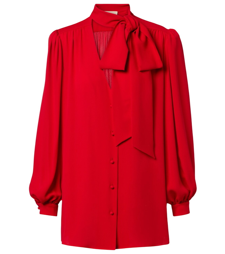 Photo: Valentino Tie-neck silk georgette blouse