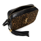 Saint Laurent Black and Brown Leopard Lou Camera Bag