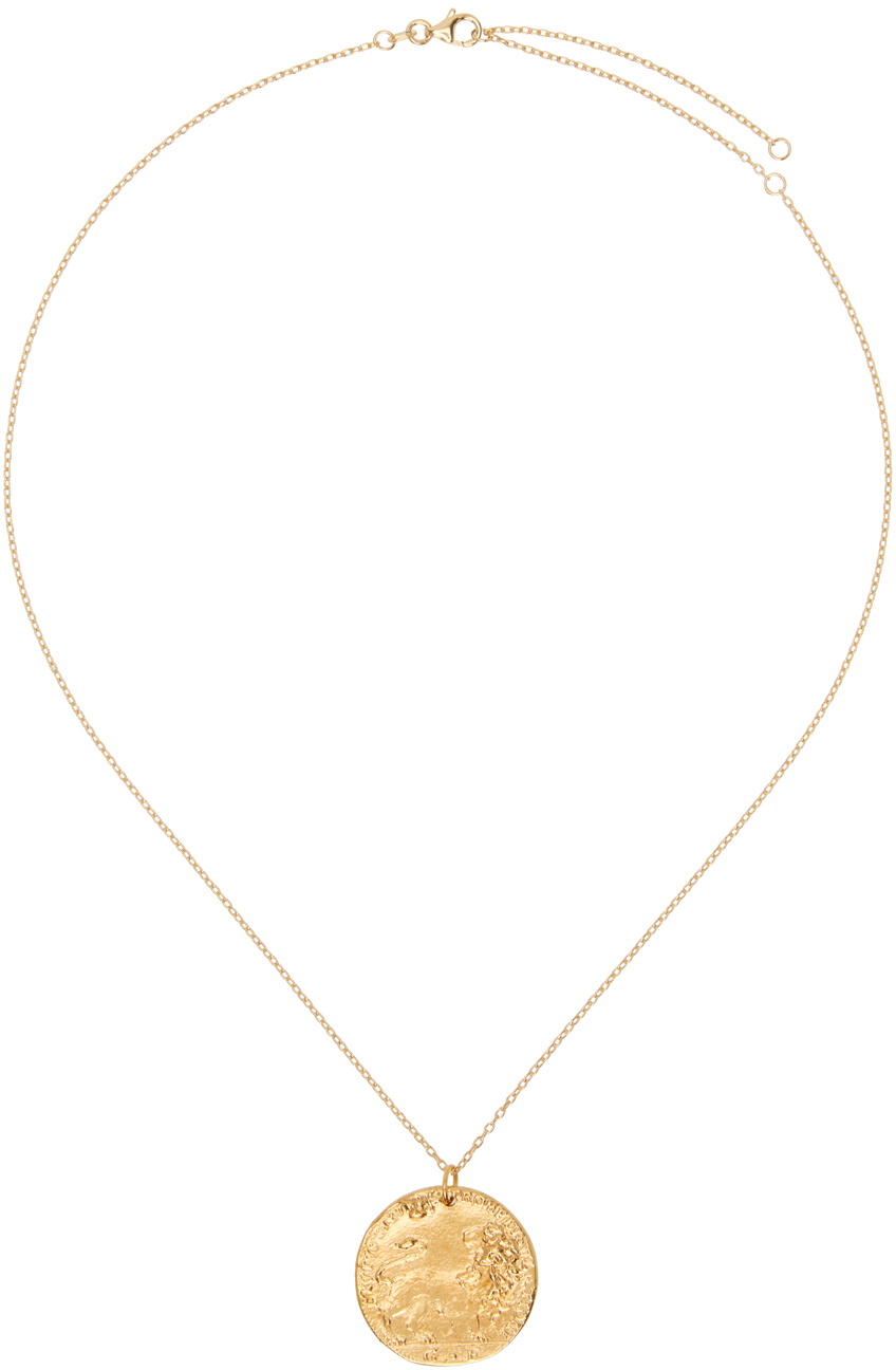 Alighieri Gold Il Leone Medallion Necklace SSENSE