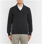 Kingsman - Shawl-Collar Wool and Cashmere-Blend Sweater - Charcoal