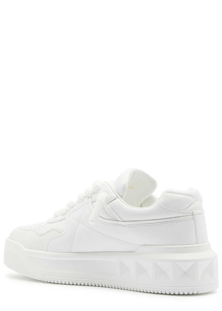 Valentino One Stud Panelled Leather Sneakers White