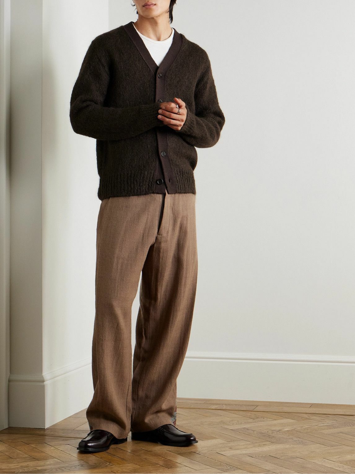 Amomento - Grandpa Mohair-Blend Cardigan - Brown AMOMENTO
