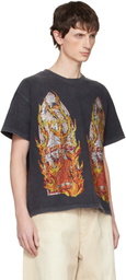 Who Decides War Black Rhinestone Flame Glass T-shirt