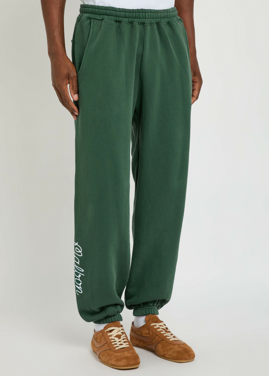 Malbon Clubhouse Logo Cotton Sweatpants Green