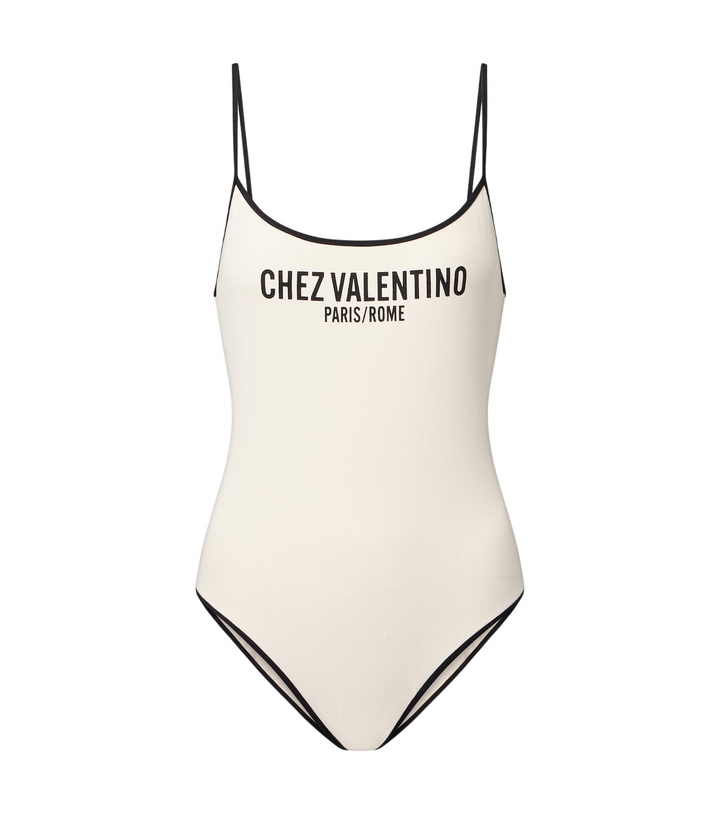 Photo: Valentino Logo printed piqué swimsuit