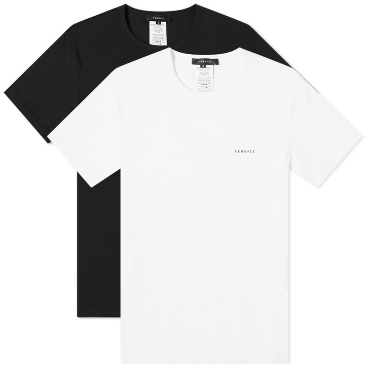 Photo: Versace Men's Stretch Cotton Logo T-Shirt - 2 Pack in Black/White