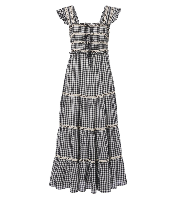Photo: Rixo Chandra checked tiered cotton midi dress