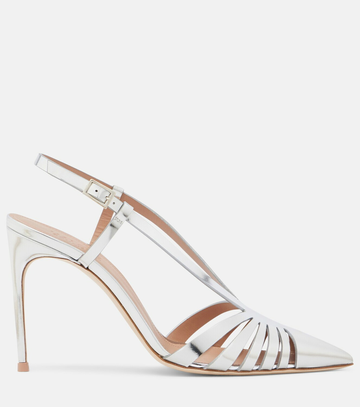 Malone Souliers Janette metallic leather slingback pumps