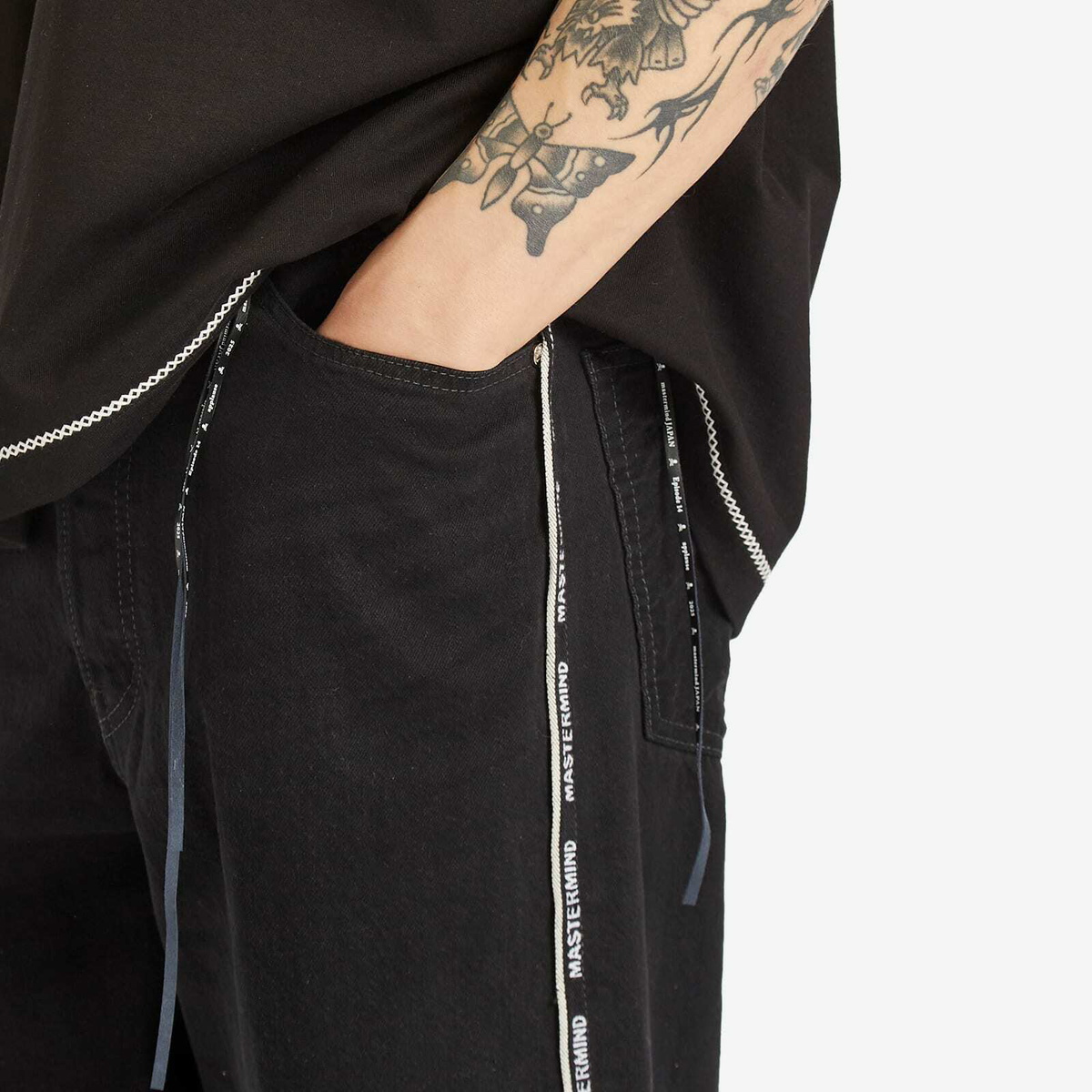 mastermind JAPAN Men's Inside-Out Straight Denim Pants in