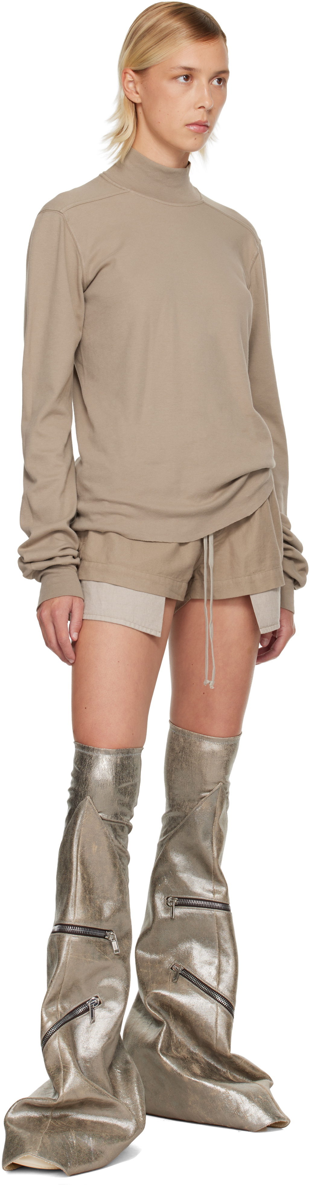 Rick Owens DRKSHDW Silver Concordians Cargo Fetish Tall Boots Rick