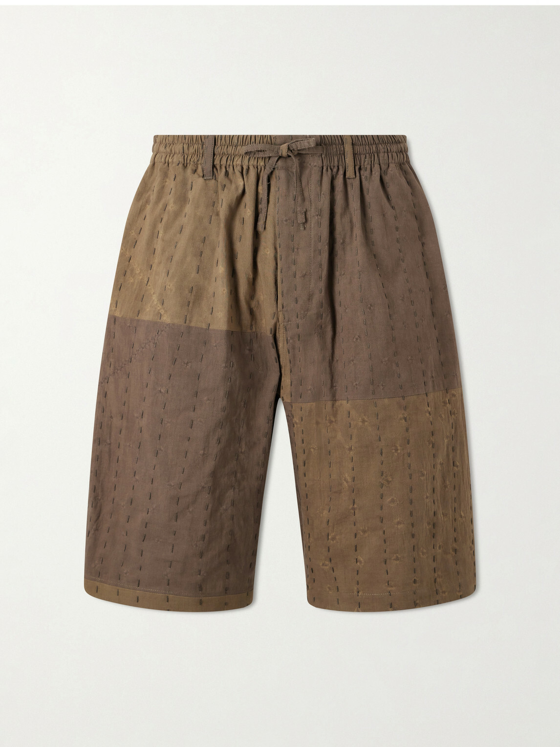Kardo - Milo Bandhani Straight-Leg Embroidered Cotton Drawstring Shorts - Brown