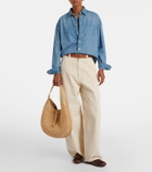 Polo Ralph Lauren Polo ID Large leather-trimmed raffia tote bag