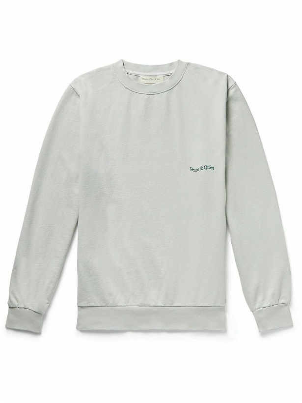 Photo: Museum Of Peace & Quiet - Wordmark Logo-Embroidered Cotton-Jersey Sweatshirt - Gray