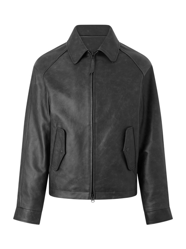 Photo: Golden Bear - The Dunbear Leather Bomber Jacket - Black