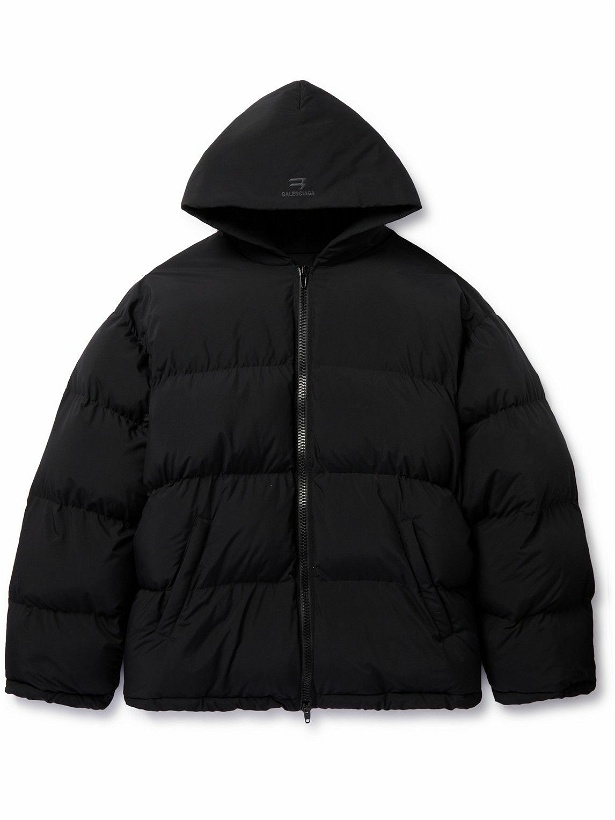 Photo: Balenciaga - Logo-Embroidered Quilted Shell Hooded Jacket - Black