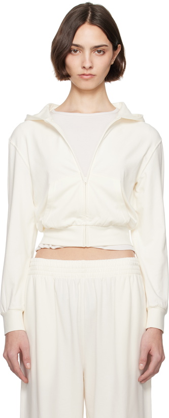 Photo: SKIMS Off-White Cotton Jersey Zip Up Hoodie