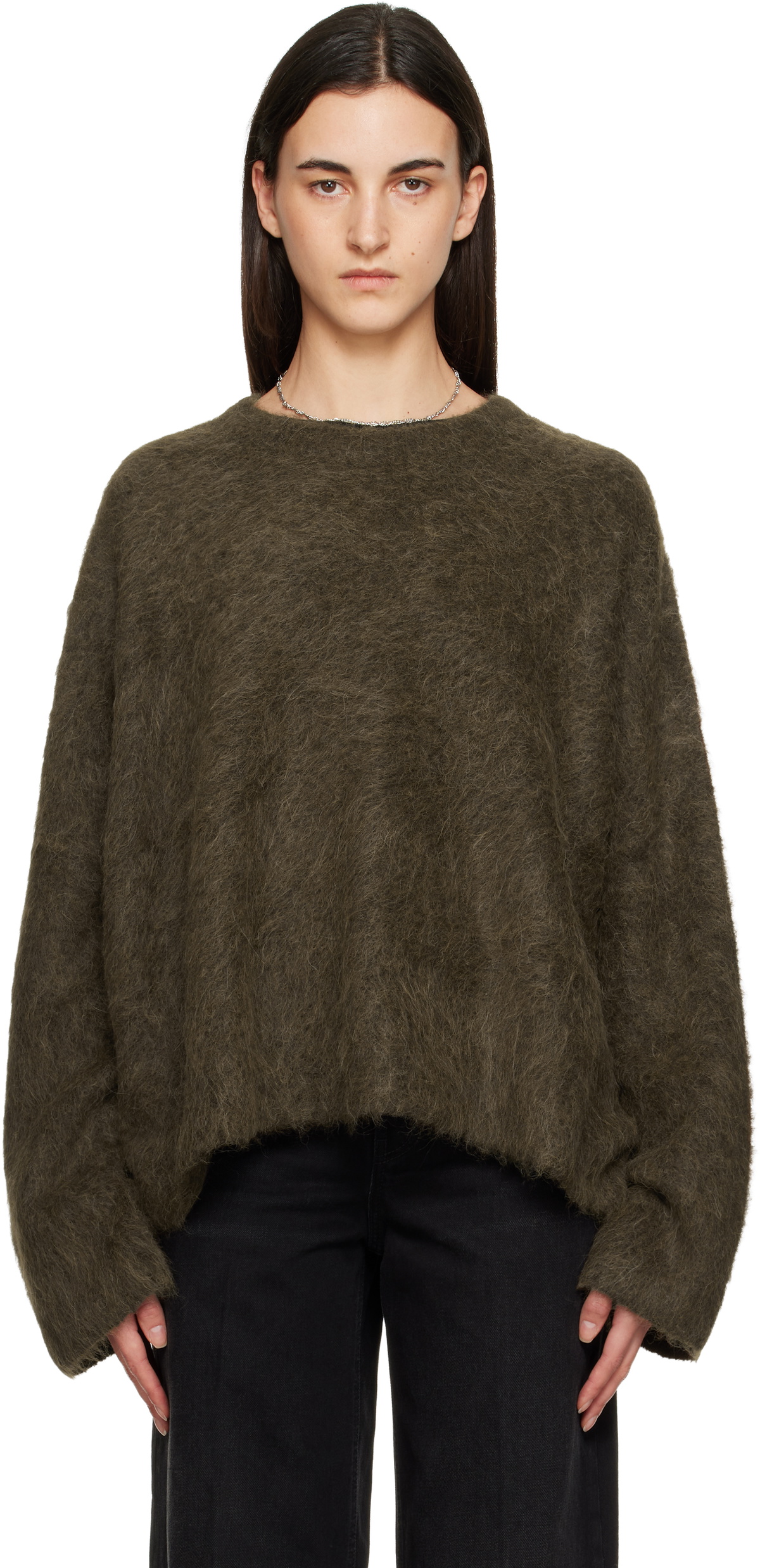 TOTEME Brown Boxy Alpaca Knit Sweater