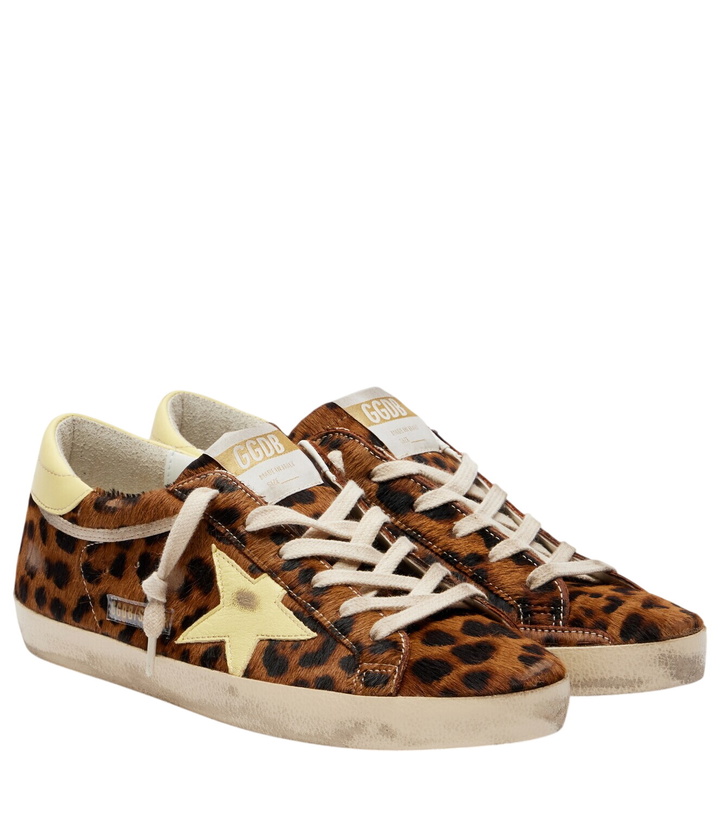 Photo: Golden Goose Super-Star leopard-print calf hair sneakers