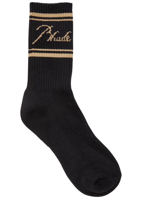 Photo: Rhude Script Logo Stretch-cotton Socks - Black - One Size