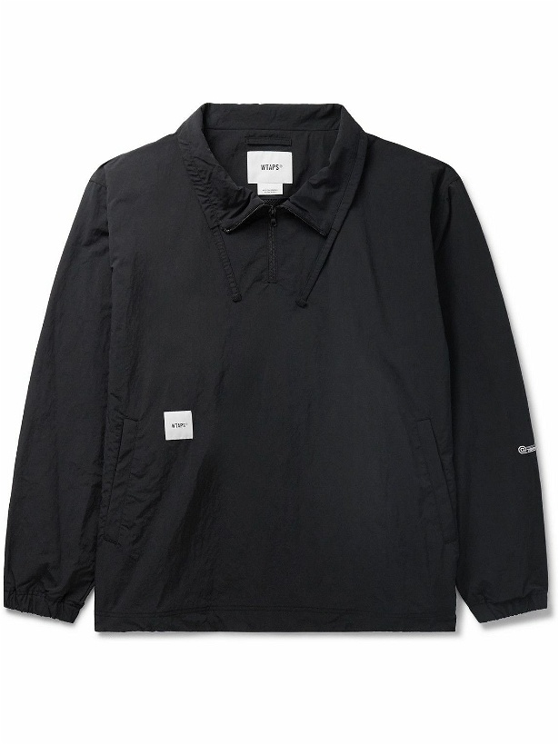 Photo: WTAPS - Kayan Logo-Appliquéd Crinkled-Nylon Half-Zip Jacket - Black