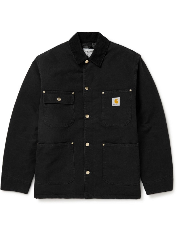 Photo: Carhartt WIP - Corduroy-Trimmed Organic Cotton-Canvas Chore Jacket - Black