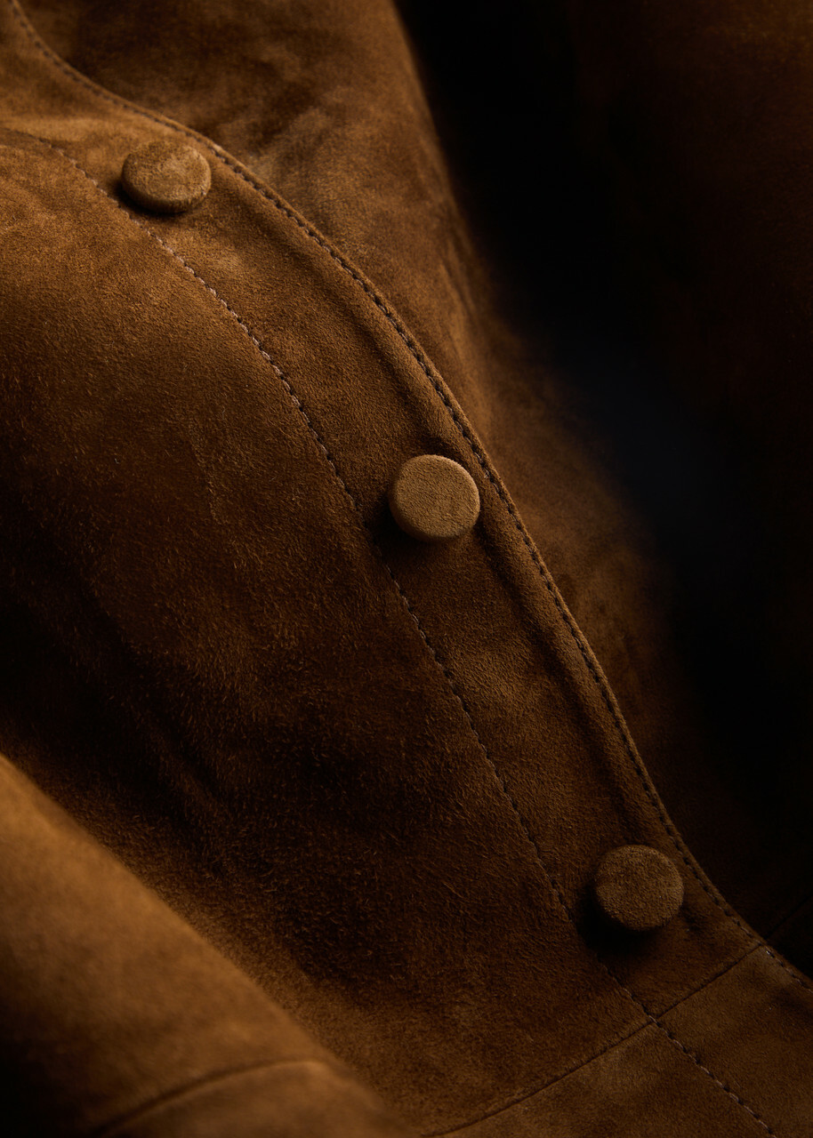 Aexae Panelled Suede Shirt Brown