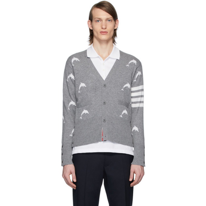 Photo: Thom Browne Grey Dolphin Half Drop Cardigan