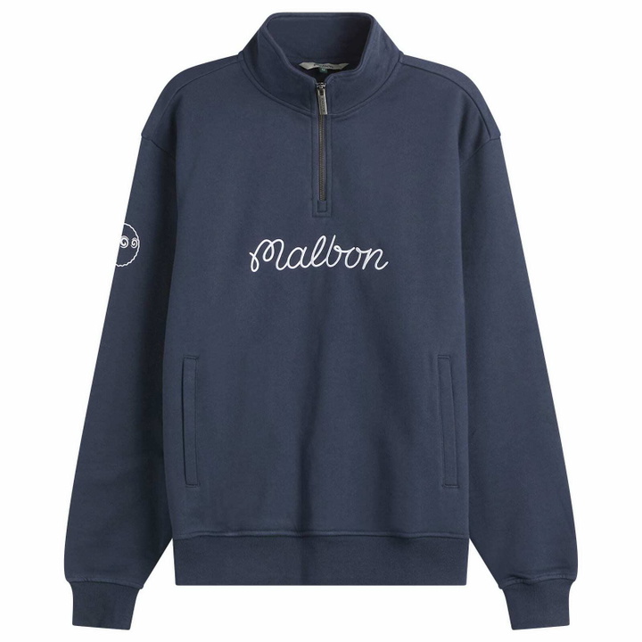 Photo: Malbon Men's Collegiate Quarter-Zip Sweatshirt in Navy