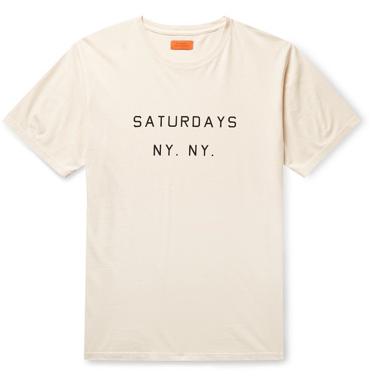 Photo: Saturdays NYC - Logo-Print Cotton-Jersey T-Shirt - Neutrals