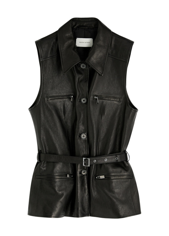 Photo: Magda Butrym Belted Leather Gilet Black
