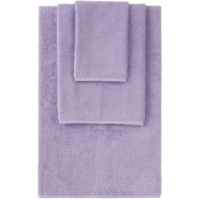 Photo: Tekla Purple Organic Three-Piece Towel Set